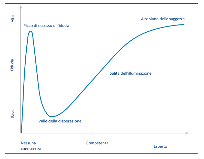People that have just started learning a new skill – a language, a craft, investing – tend to vastly overestimate their capacities, leading to misunderstandings, accidents, losses.
